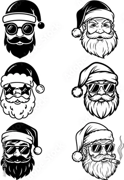 Obraz Cool Hipster Santa Claus Head Set