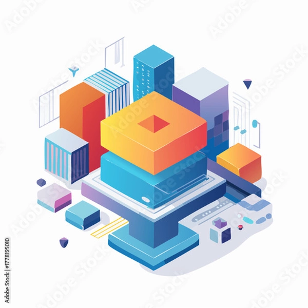 Obraz Modern abstract gradient art poster with geometric shapes, collage, colorful pattern, and vibrant compositions for graphic futuristic design, branding, web background and creative cover