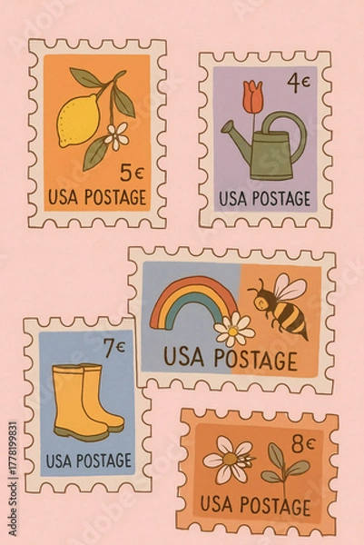 Obraz vintage postage stamps