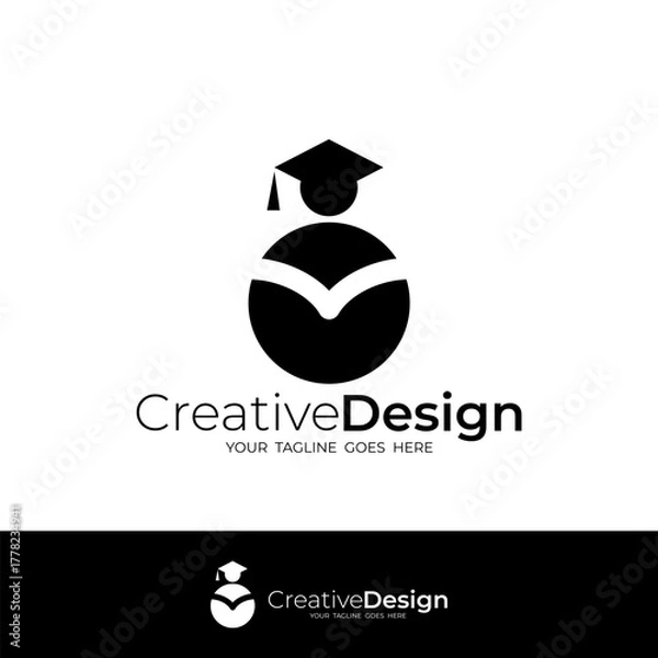 Obraz graduation education logo in flat vector design style