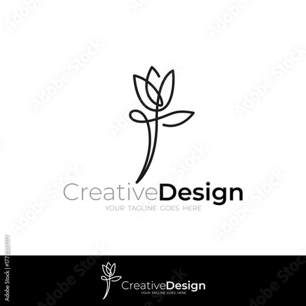 Fototapeta tulip flower logo with abstract linear line art design style