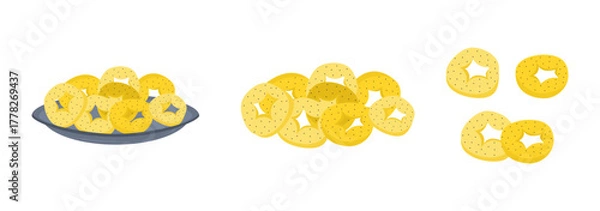 Obraz Isolated vector cartoonish food dishes of sweets