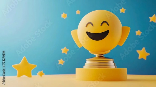 Obraz smiley face trophy with stars
