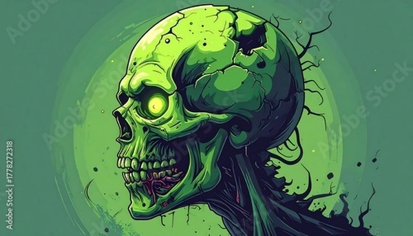 Obraz Zombie skull profile