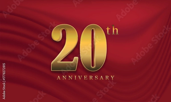 Obraz Editable 20th anniversary text effectstyle illustrations