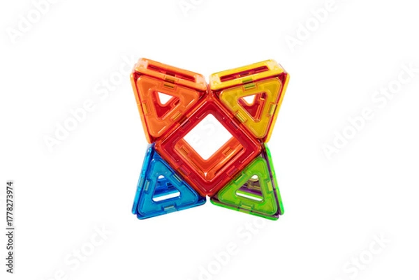 Fototapeta Educational magnetic construction toy step 4 – completed geometric structure