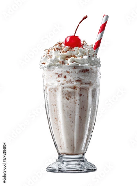 Obraz Classic milkshake with whipped cream and cherry