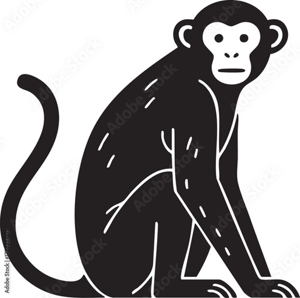 Obraz Monochrome primate mascot logo, isolated on a white background.