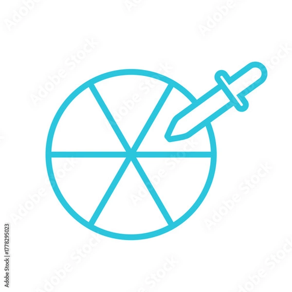 Obraz Color picker. Pipette and color wheel.  Isolated on white background. Blue icon set.