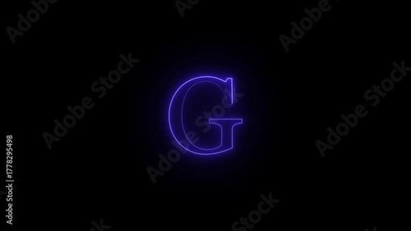 Fototapeta Abstract glowing purple letter g illuminated against a dark black background with a futuristic neon light effect