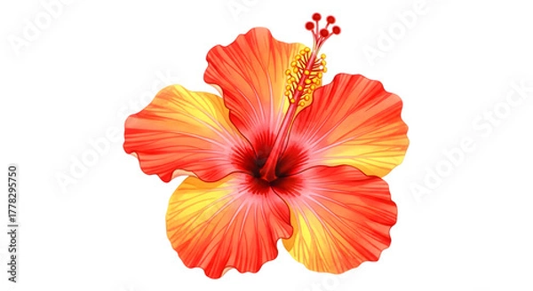 Fototapeta Vibrant orange and yellow hibiscus flower isolated on transparent background