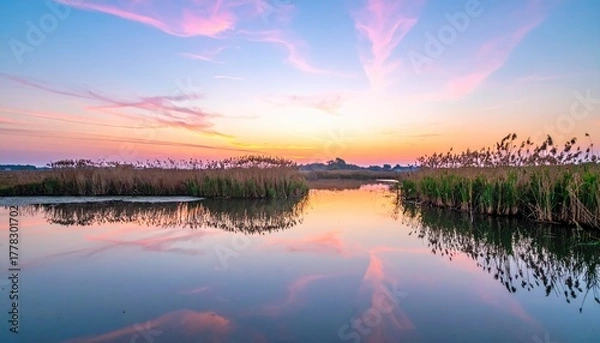Obraz Majestic Cliffs Meet Ocean Waters Under Dramatic Sunset Sky With Vibrant Pink and Orange Hues Reflecting on the Calm Sea Surface
