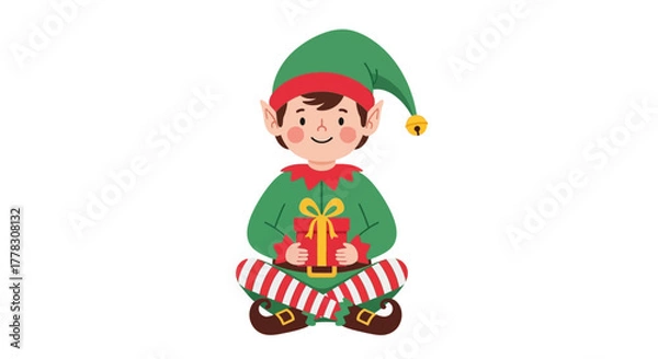 Obraz Festive Holiday Elf Isolated on White Background