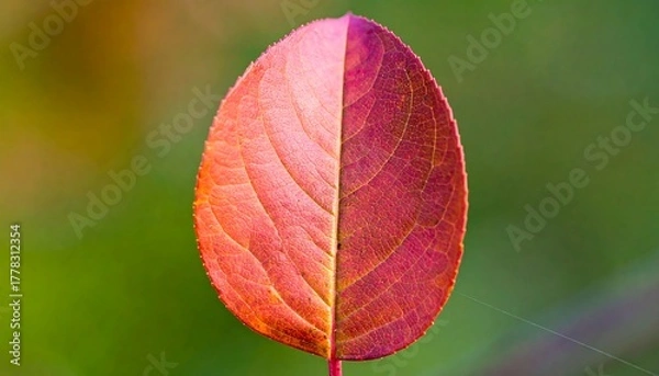 Fototapeta Vibrant autumn leaf split in two colors