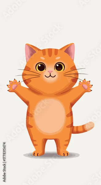 Obraz Cute Orange Tabby Cat Pixel Art Vector With Open Arms