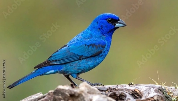 Fototapeta Vibrant blue bird perched on log