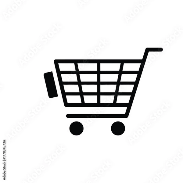 Fototapeta Simple line art illustration of a shopping cart, perfect for e-commerce and retail themes, symbolizing consumerism and purchasing