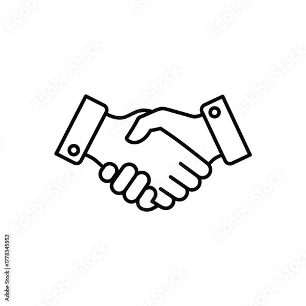 Fototapeta Simple line art of a handshake, a universal sign for agreement, partnership, and professional cooperation
