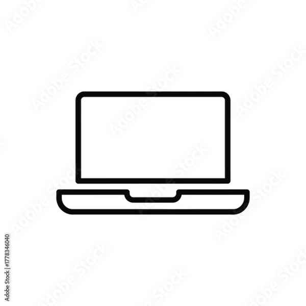 Fototapeta Sleek and minimalist line icon depicting a portable digital computing device, representing modern technology, remote work, education, and connectivity in the contemporary digital landscape