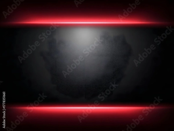 Obraz Abstract dark textured background with vibrant red light streaks and ample copy space for design elements