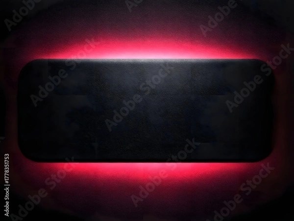 Obraz A dark matte rounded rectangle with a red ambient glow set against a textured background