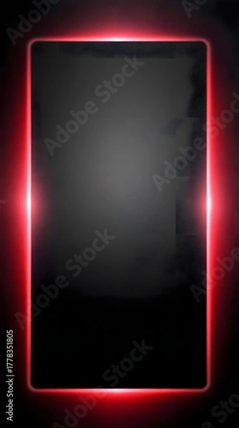 Fototapeta Abstract dark textured background with a vibrant red light frame offering generous central space for text graphics or branding elements