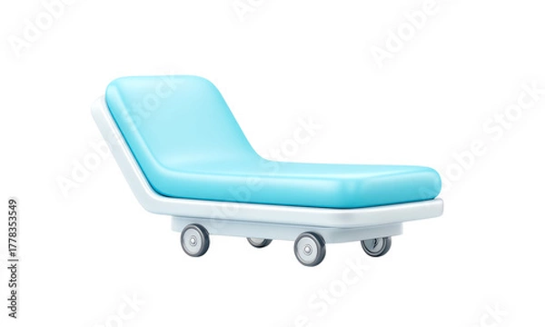 Obraz A modern, stylish blue lounge chair with wheels for easy mobility and comfort.