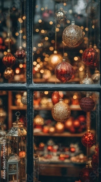 Fototapeta Festive Christmas Window Display