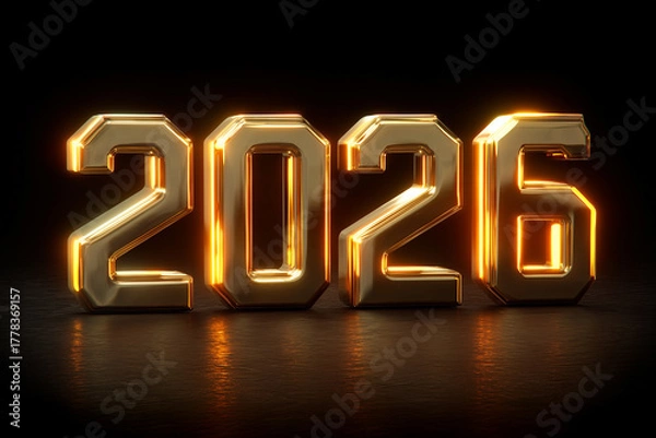 Obraz Title

Abstract 3D Metallic "2026" with Glowing Reflections on Dark Background