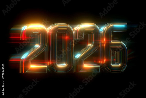 Fototapeta Title

Abstract 3D Metallic "2026" with Glowing Reflections on Dark Background