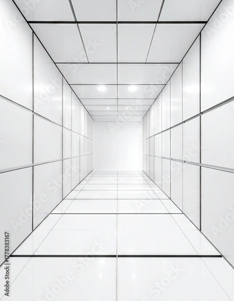 Fototapeta Minimalist White Hallway - A Study in Perspective and Clean Lines.