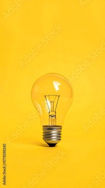 Obraz Illuminating Ideas - A Light Bulb Against a Yellow Backdrop.