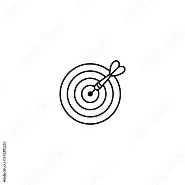 Obraz Minimalist Target Board Design Featuring an Arrow Centered on the Bullseye Emphasizing Precision and Achievement in a Sleek and Modern Artistic Representation for Goals and Success