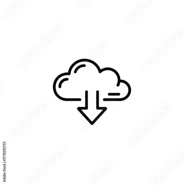 Fototapeta Vector Icon of Cloud Download Symbolizing Easy Access to Data and Software Illustrating Cloud Computing and Data Storage for Modern Technology Needs and Data Transfers