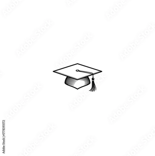 Fototapeta Elegant Graduation Cap Illustration with Tassel Displaying Academic Achievement and Educational Success, a Symbol of Completion, and Represents a Journey Toward Future Goals and Knowledge