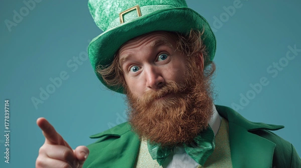 Obraz Leprechaun in Bright Green With a Playful Smile