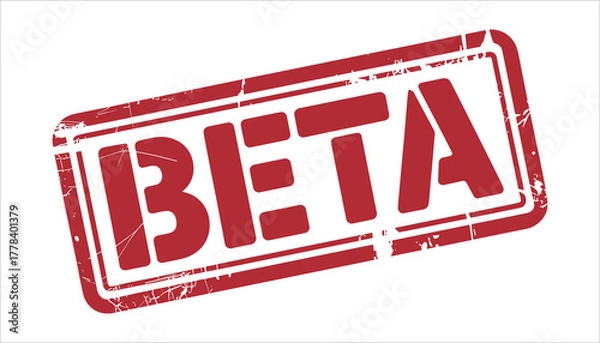 Obraz Red B E T A stamp with distressed texture and white background beta grunge