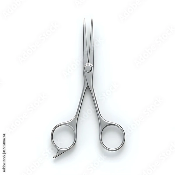 Fototapeta Silver scissors isolated on a white background for cutting and trimming hair