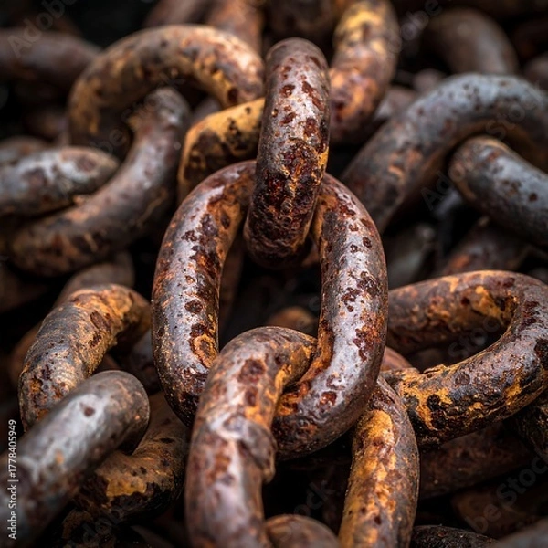 Fototapeta Rusty chain links close-up