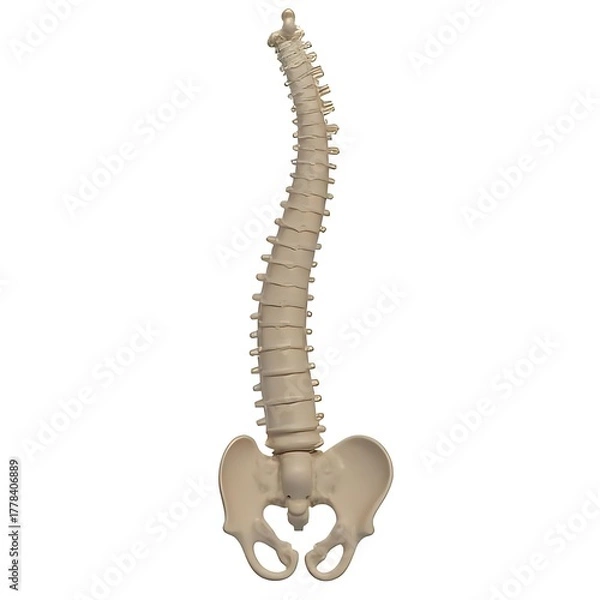 Obraz Human spine and pelvis bone structure anatomy model on a white background view