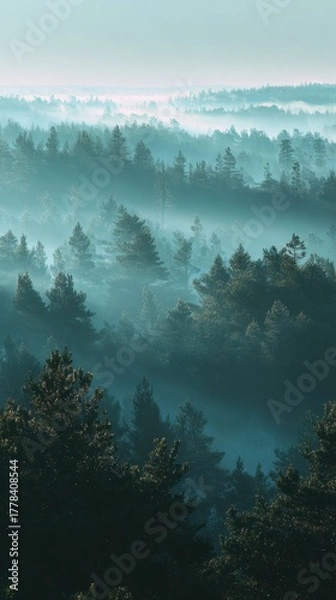 Fototapeta Mysterious Night Sky with Glowing Moon and Silhouettes