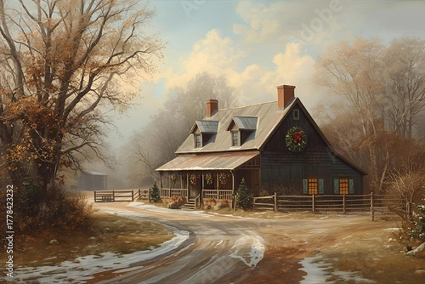 Obraz winter landscape with church