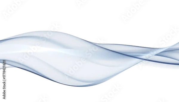 Fototapeta flowing transparent ribbon wave, soft curve, smooth glass texture, minimal modern abstract, isolated on transparent background.
