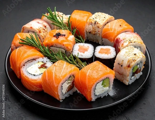 Fototapeta Delicious Sushi Platter - A Colorful and Fresh Culinary Delight.