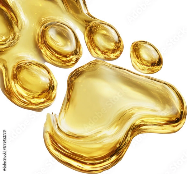 Fototapeta Golden liquid paw print texture, abstract animal footprint shape