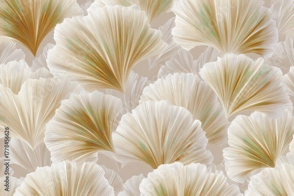 Obraz Seamless Pattern of White and Brown Shell like Elements with Turquoise Details on Beige Background for Textile and Surface Design