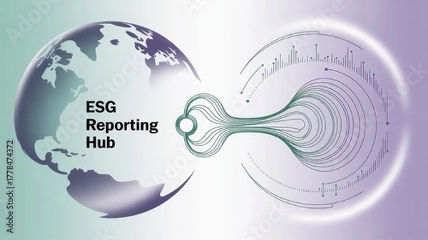 Fototapeta Global Sustainability Concept with ESG Reporting Hub Illustration