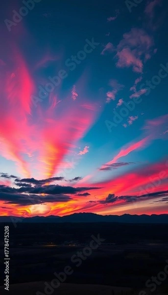 Fototapeta Fiery hues paint the evening sky in a stunning display,  colors,  dusk