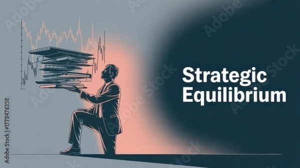 Fototapeta Man Balancing Files with Graph Background for Business Concepts