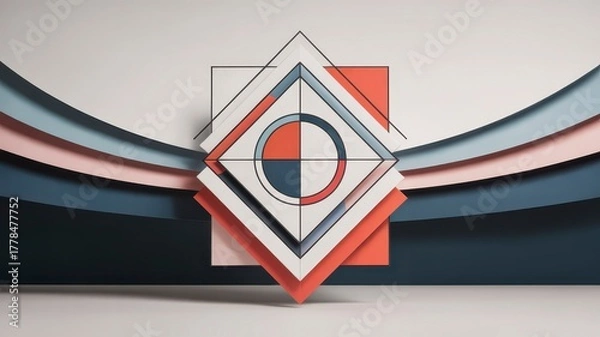 Fototapeta Abstract geometric design with layered shapes and color contrast